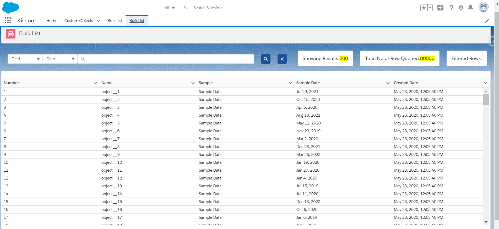 Display Bulk data in Lightning