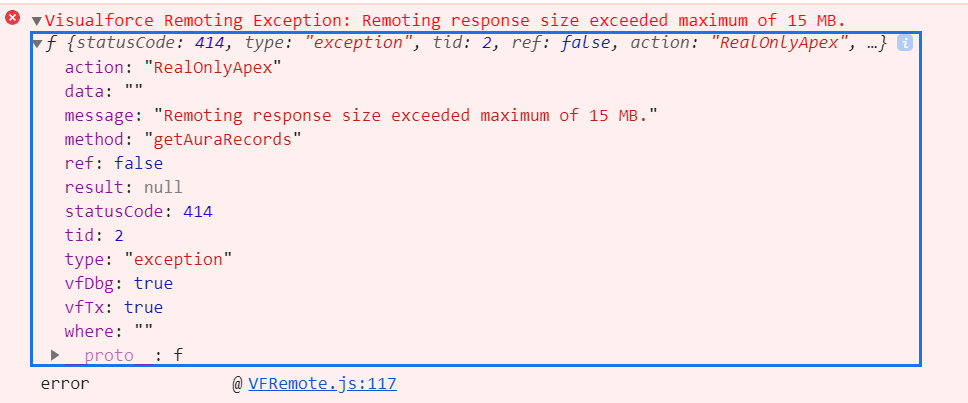 Visualforce Remoting Exception