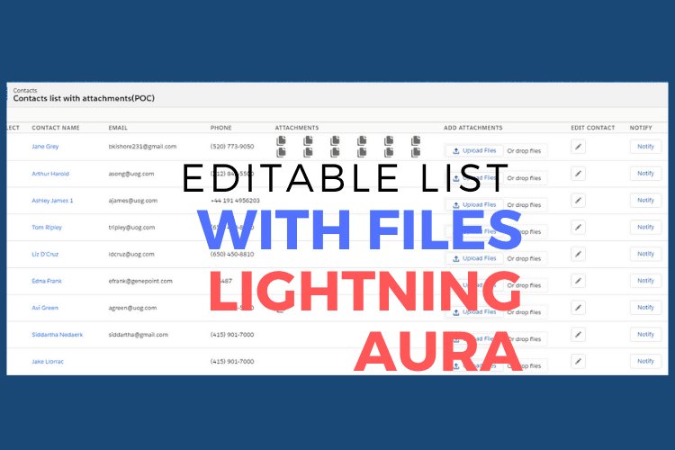 Editable List with files and notify option in Salesforce Lightning (Aura)