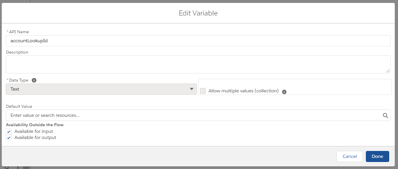 account lookup Id flow builder
