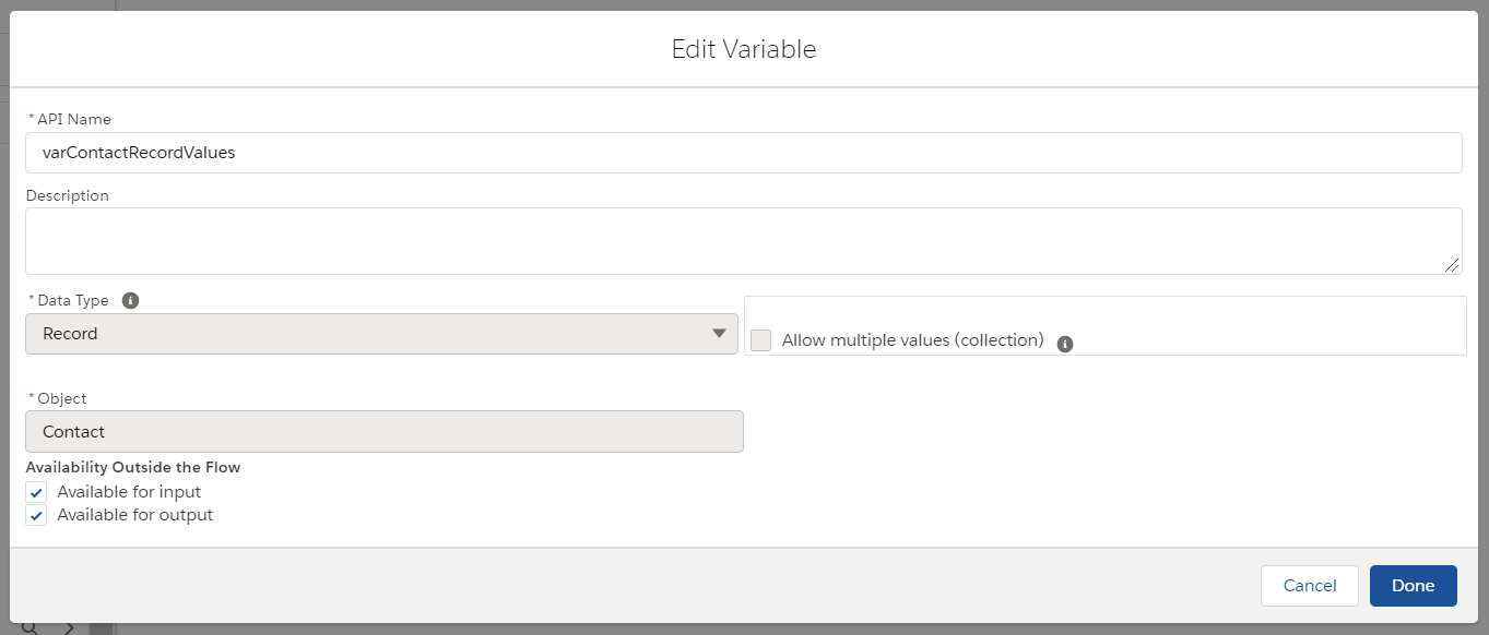 contact record flow builder