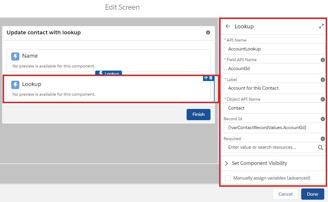 Lookup Screen Element in Lightning flow builder