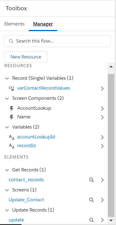 All Resources Used flow builder