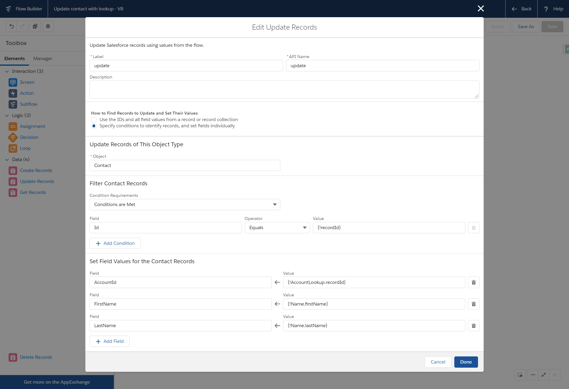 Lookup Screen Element in Lightning flow builder