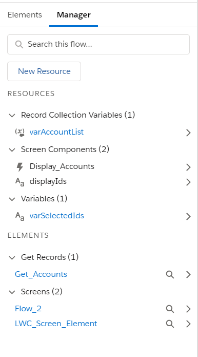 Resources used in Lightning builder flow