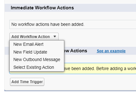 Set the Actions to be performed in workflow